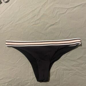 Black Bikini Bottom with Striped Waistband